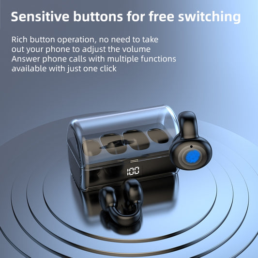 Ear Clip Type Sound Conduction Concept Bluetooth Earphone With Digital Display Charging Compartment(Blue) by buy2fix