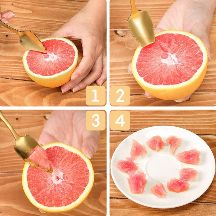 Stainless Steel Scraper Spoon Fruit Grapefruit Spoon Baby Digging Ball Spoon, Color: Gold by buy2fix