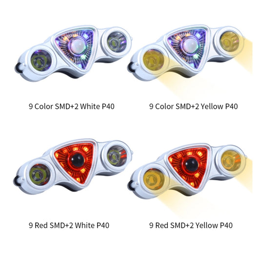 9+2 LED Bicycle Tail Light Rechargeable MTB Road Bike Headlight Warning Light(Color Light+White Light) by buy2fix