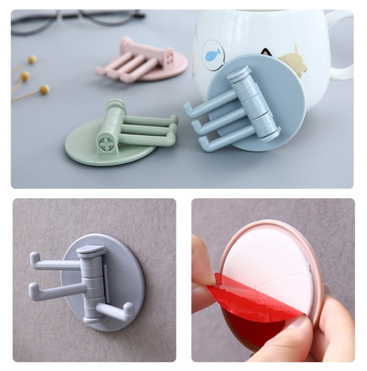 10pcs /Pack 3 Hooks Rotatable Hook Kitchen Bathroom Paste Wall Hook(Random Color) by buy2fix
