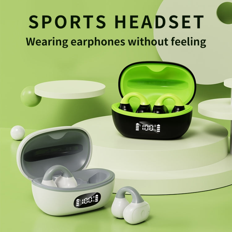 Business Binaural Digital Display Clip-On Bluetooth Earphone With Charging Compartment(White+Gray) by buy2fix
