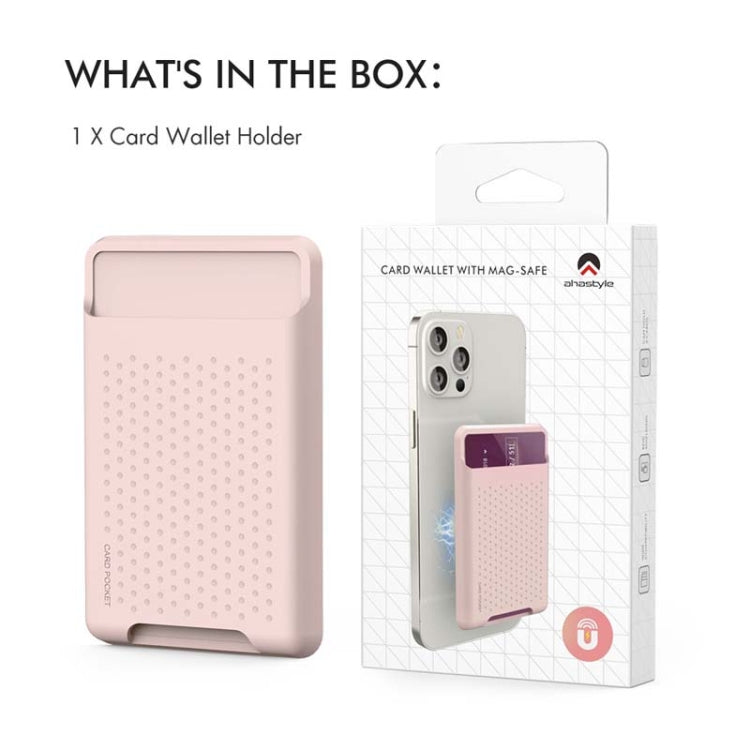 For IPhone 12 / 13 / 14 Series AhaStyle PT133 Mobile Phone Magnetic Silicone Card Case(Pink Frosted) by AhaStyle