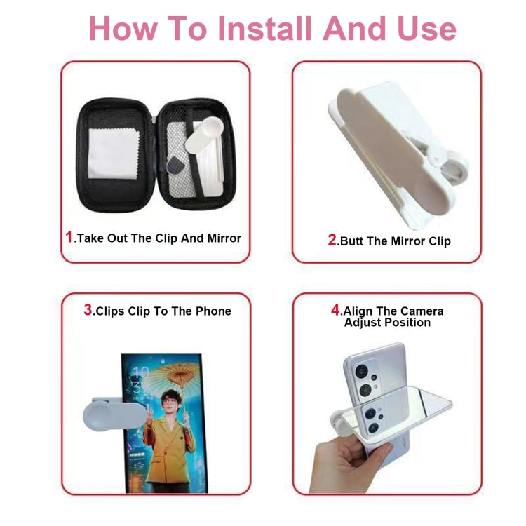 Smartphone Camera Mirror Reflection Clip Selfie Reflector Shooting Supplies, Spec: Black Kit - Others Accessories by buy2fix | Online Shopping UK | buy2fix