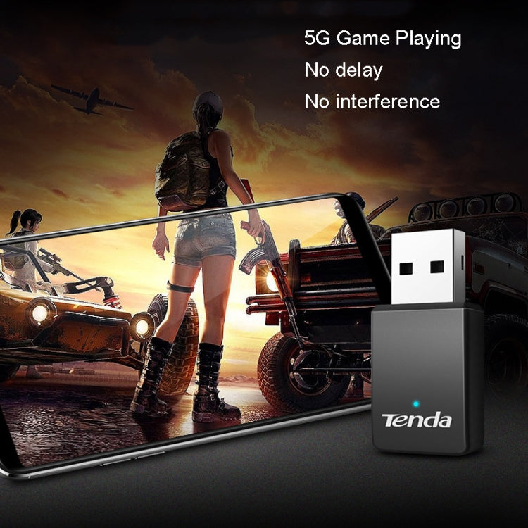 Tenda U9 650Mbs Drive-Free USB Wireless Network Card 5G Dual Band Desktop Laptop WiFi Receiver by Tenda