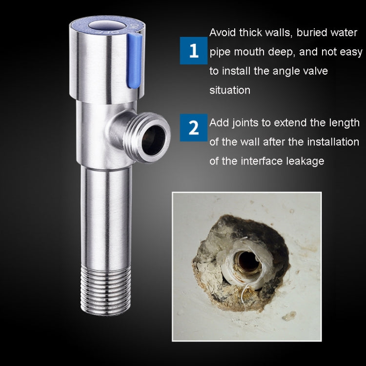 Model D 304 Hexagonal Stainless Steel Angle Valve Fine Copper Ceramic Valve Spool With Decorative Cover(Blue Logo Cold Water) by buy2fix