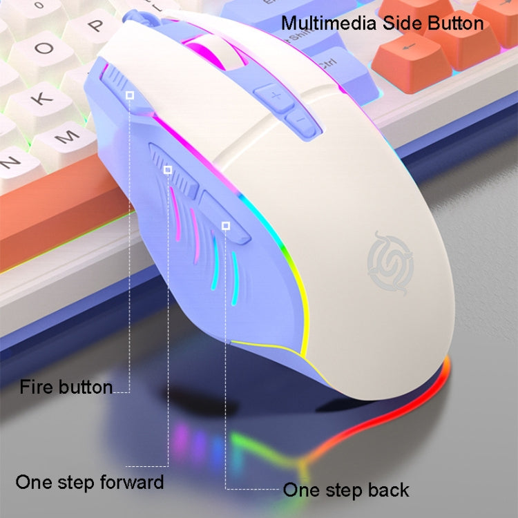 K-Snake Wired E-Sports Keyboard Mouse Mechanical Feel 98 Key Desktop Computer Notebook Keyboard, Style: Keyboard+Mouse (Blue) by K-Snake