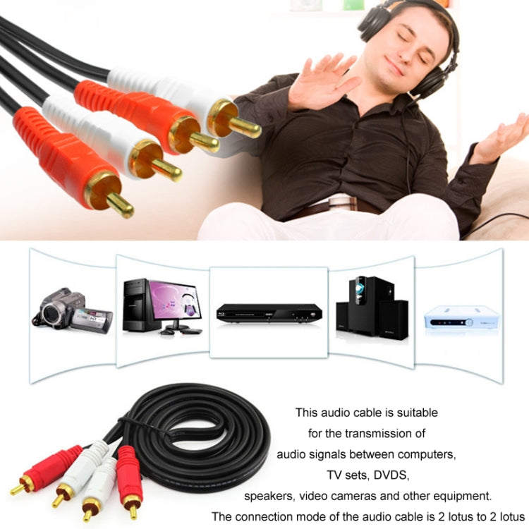 1.5m Double Lotus Audio Cable RCA Two-To-Two Power Amplifier Audio Cable by buy2fix