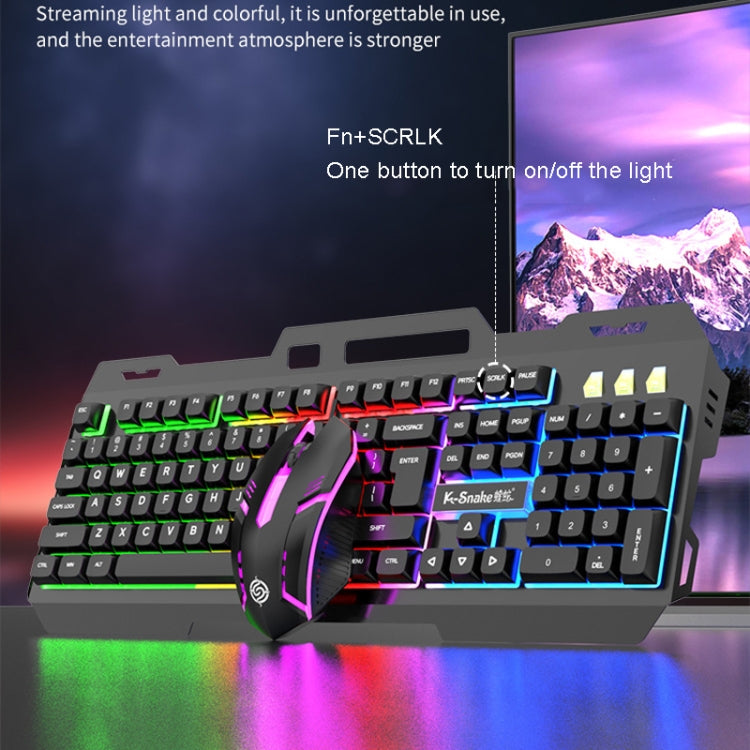 K-Snake Mechanical Feel Keyboard Mouse Kit USB Wired 104 Keycaps Computer Keyboard, Style: Keyboard+Mouse (Black) by K-Snake