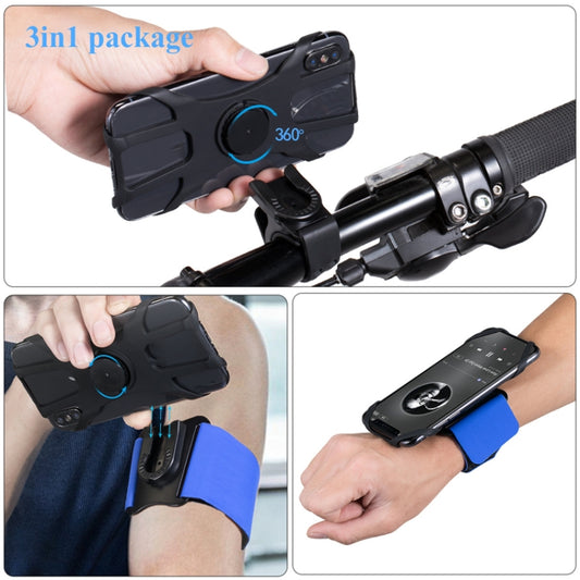 3 In 1 Four Jaws Detachable Swivel Arm Wrist Strap Bicycle Holder For 4.5-6.5 inch Phones(Blue) - Other by buy2fix | Online Shopping UK | buy2fix