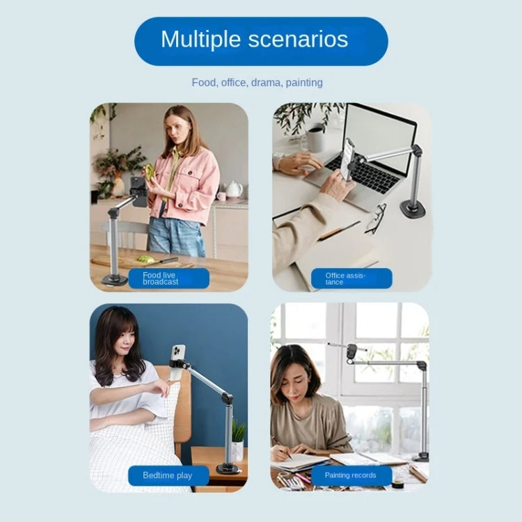 Mobile Live Piercing Bracket Aluminum Alloy 360 Degree Rotation Telescopic Adjustment Bedside Desktop Live Bracket(Gray) by buy2fix