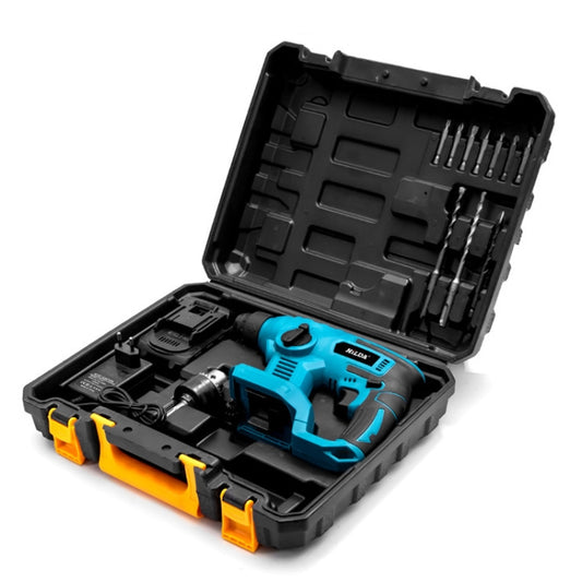 HILDA 12pcs /Set Li-Ion Power Hammer Electrical Impact Drill, Model: 2 Battery+1 Charger US Plug by HILDA