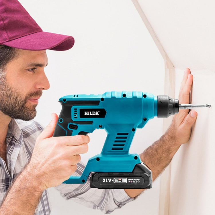 HILDA 12pcs /Set Li-Ion Power Hammer Electrical Impact Drill, Model: 1 Battery+1 Charger US Plug by HILDA