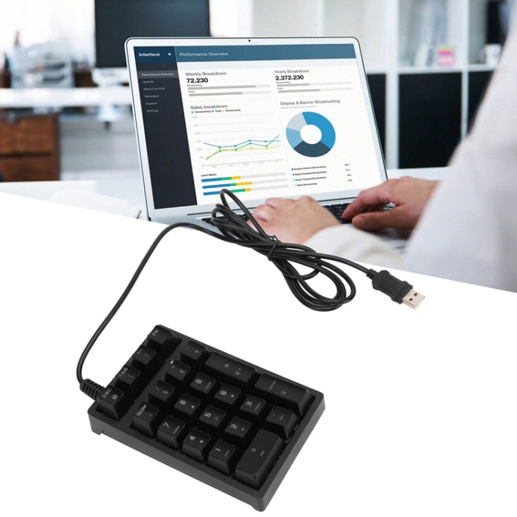 198I K21 Wired Mechanical Dightal Keyboard Multifunction Button RGB Backlight Office Keypad(Black) by 198I