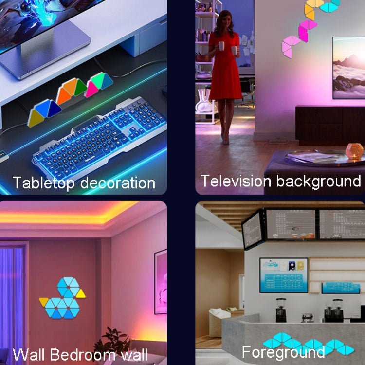 3pcs /Set Triangle Splicing Intelligent Sound Control Quantum Light Atmosphere Lighting With Remote Control, US Plug(Bluetooth Model) by buy2fix