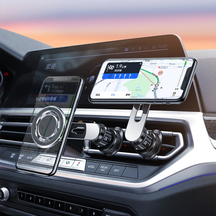 720 Degree Rotating Air Outlet Car Phone Holder Universal Magnetic Navigation Bracket(Gun-color) - Universal Car Holders by buy2fix | Online Shopping UK | buy2fix