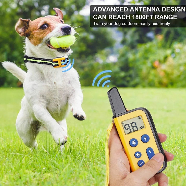 800m Remote Control Dog Trainer Stop Barker Electrical Shock Vibration Pet Collar(Khaki) by buy2fix