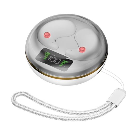 Digital Display Invisible Mini Leisure Stereo Binaural Bluetooth Earphones With Charging Compartment(White) by buy2fix