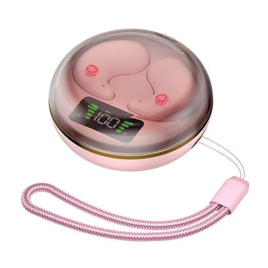 Digital Display Invisible Mini Leisure Stereo Binaural Bluetooth Earphones With Charging Compartment(Pink) by buy2fix
