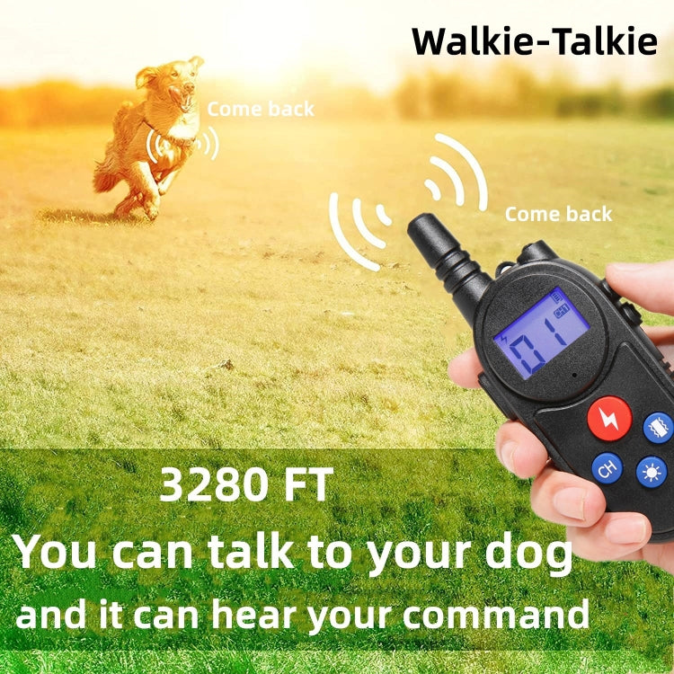 1000m Remote Control Intercom Dog Trainer Electric Shock Vibration Stop Barker(Yellow) by buy2fix