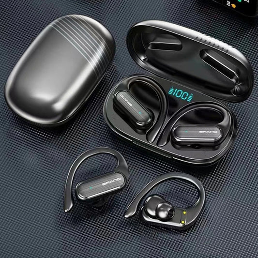 TWS Ear-mounted Sports Waterproof LED Digital Display Wireless Bluetooth Earphones(Black) by buy2fix