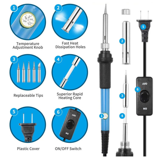 16-in-1 US Plug 60W Adjustable Temperature Soldering Iron Set with VC830L Digital Multimeter - Soldering Iron Set by buy2fix | Online Shopping UK | buy2fix