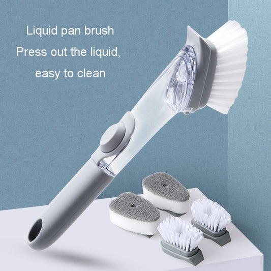 Kitchen Long Handle Automatic Liquid Filling Non-Stick Pan Scrubber Brush Cleaning Brush, Style: Brush by buy2fix