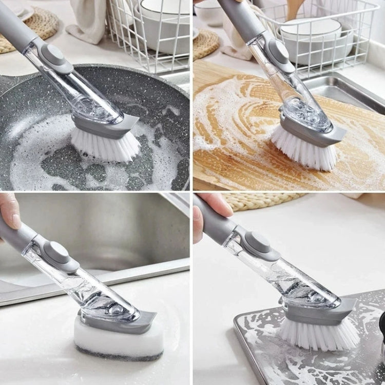 Kitchen Long Handle Automatic Liquid Filling Non-Stick Pan Scrubber Brush Cleaning Brush, Style: Brush by buy2fix