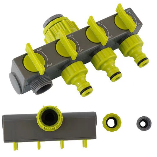 Garden Lawn Watering EU Threaded Faucet One Input Four Output Valve Diverter(Green And Gray) by buy2fix