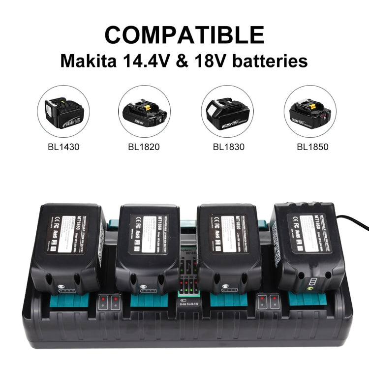4 Ports 14.4-18V Lithium-Ion Charger DC18SF For Makita BL1430 / BL1820 / BL1830 / BL1850, Model: EU by buy2fix