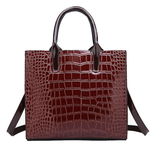 3-in-1 Women Handbag Simple Versatile Crocodile Pattern Large Shoulder Bag(Brown) by buy2fix