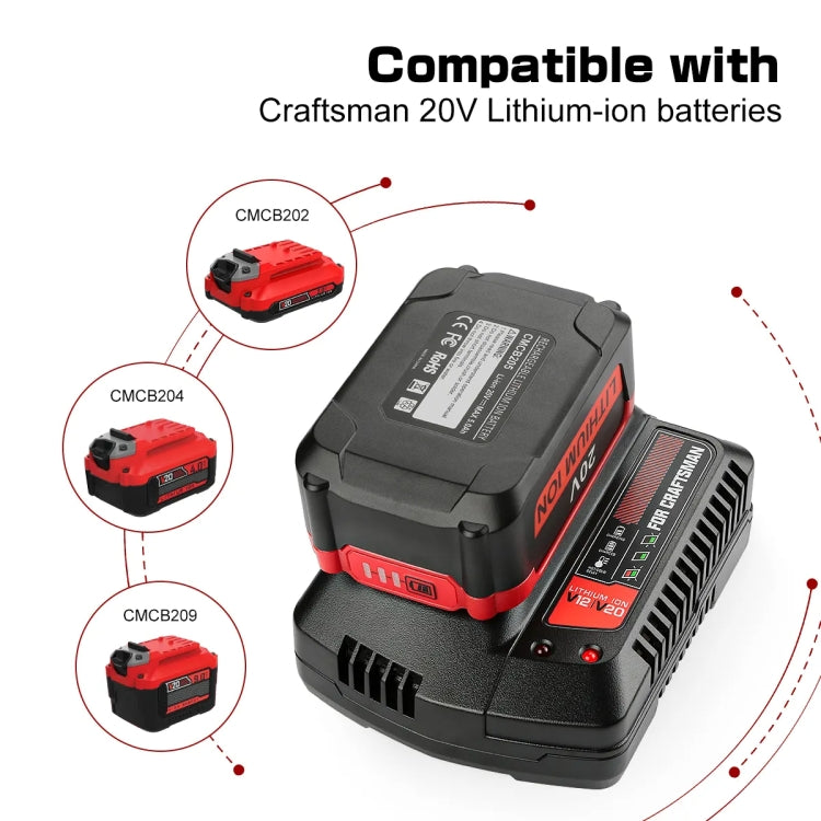 For Craftsman CMCB202 / CMCB204 / CMCB209 Electric Tool 20V Lithium Battery Charger, Plug: US by buy2fix