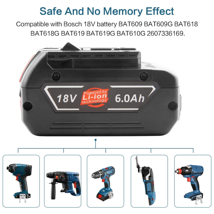 6000mAh 18V Electric Tool Battery Electrical Drilling Spare Battery, For Bosch BSH180 / CAG180-01 / CCS180 / CCS180B / CCS180K by buy2fix