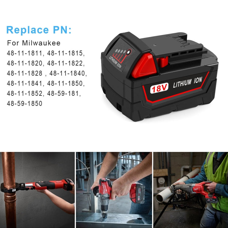 6.0Ah For Milwaukee 48-11-1811 / 48-11-1815 / 48-11-1820 18V Power Lithium Battery Electric Tool Accessories by buy2fix