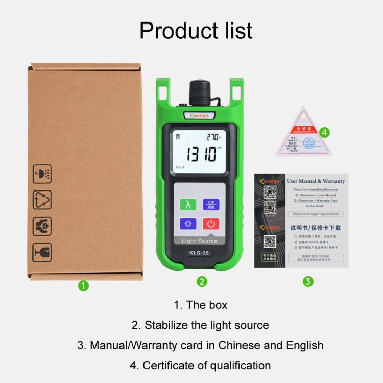 Komshine Handheld Laser Light Source Fiber Tester with LED Backlight, Model: KLS-35-PON by Komshine