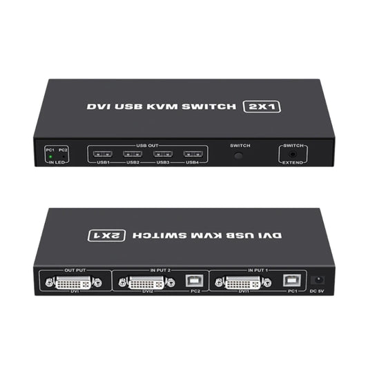 4K DVI USB KVM Switch DVI 2 In 1 Out Adapter Two Computer Shared Switcher Hub(Black) by buy2fix