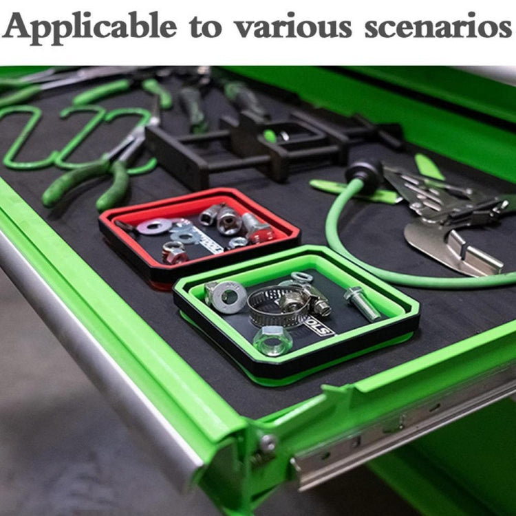 Square Silicone Foldable Magnetic Parts Tray For Small Parts And Tools(Green) by buy2fix