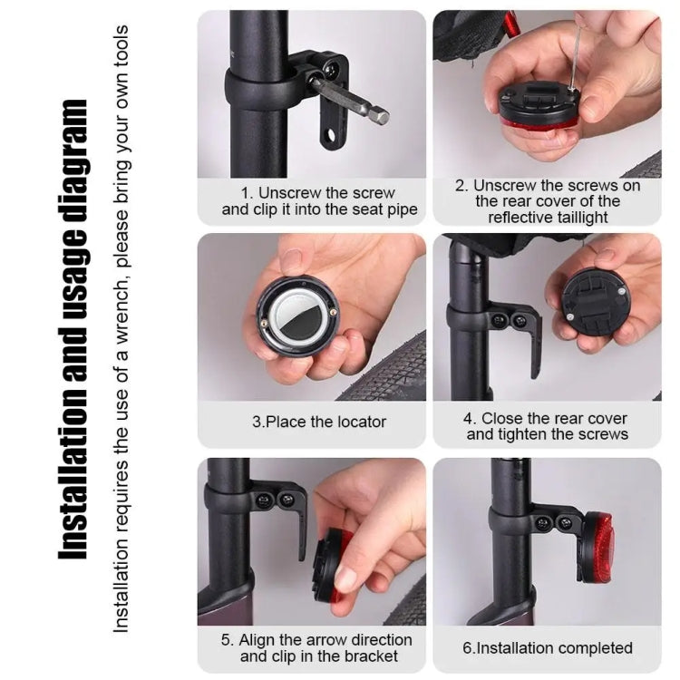 For Airtag Hidden Reflective Tail Light Bicycle Mount(Red) - Bicycle Series by buy2fix | Online Shopping UK | buy2fix