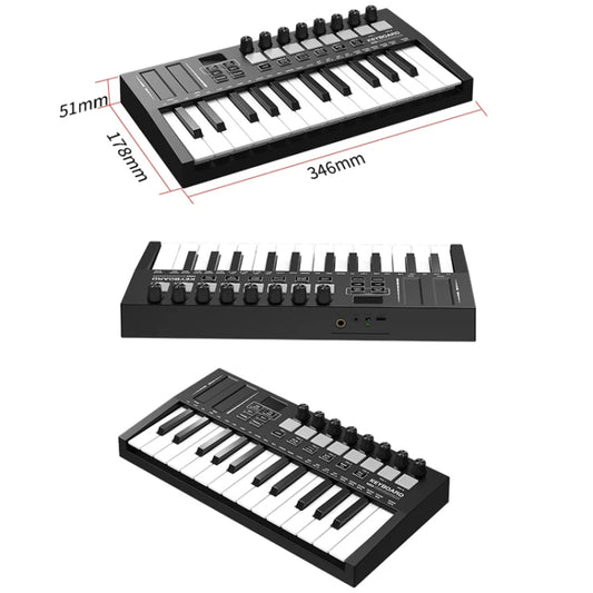 MD02 25 Key USB Keyboard And Drum Pad MIDI Controller Keyboard Piano(Black) by buy2fix