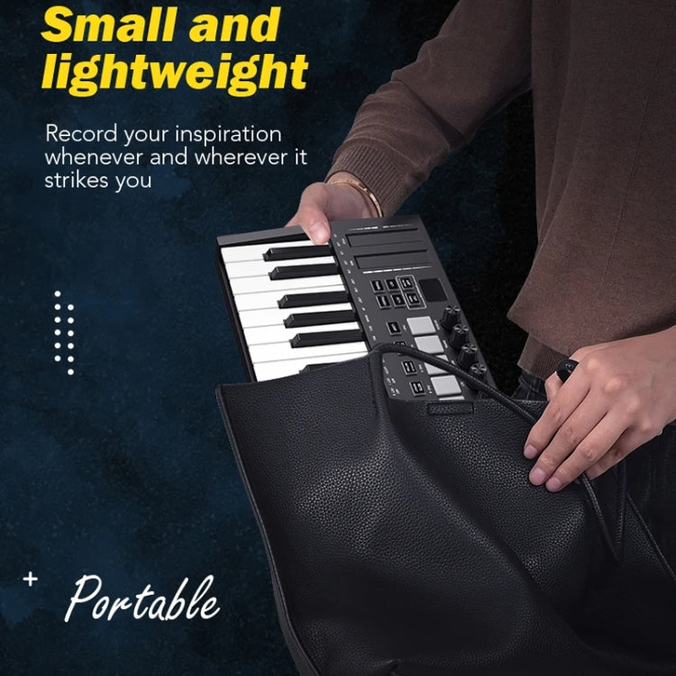 MD02 25 Key USB Keyboard And Drum Pad MIDI Controller Keyboard Piano(Black) - Keyboard Accessories by buy2fix | Online Shopping UK | buy2fix