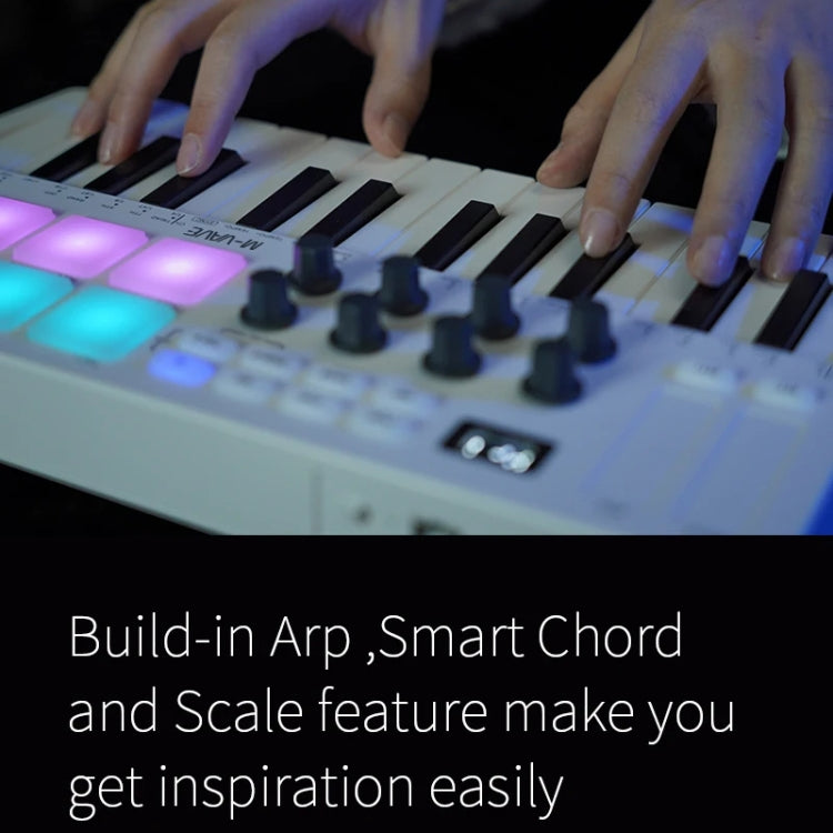 M-VAVE SMK-25 USB MIDI Keyboard Controller With 8 Back Drum Pads(White) by M-VAVE
