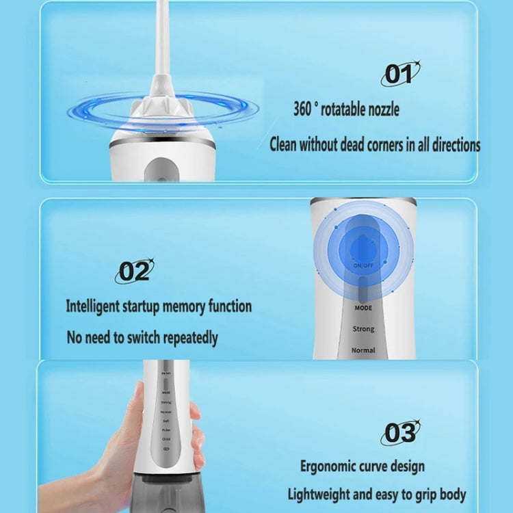 350ML Water Tank Oral Irrigator Rechargeable 5 Gear Adustable Water Flosser, Spec: With Bracket White by buy2fix