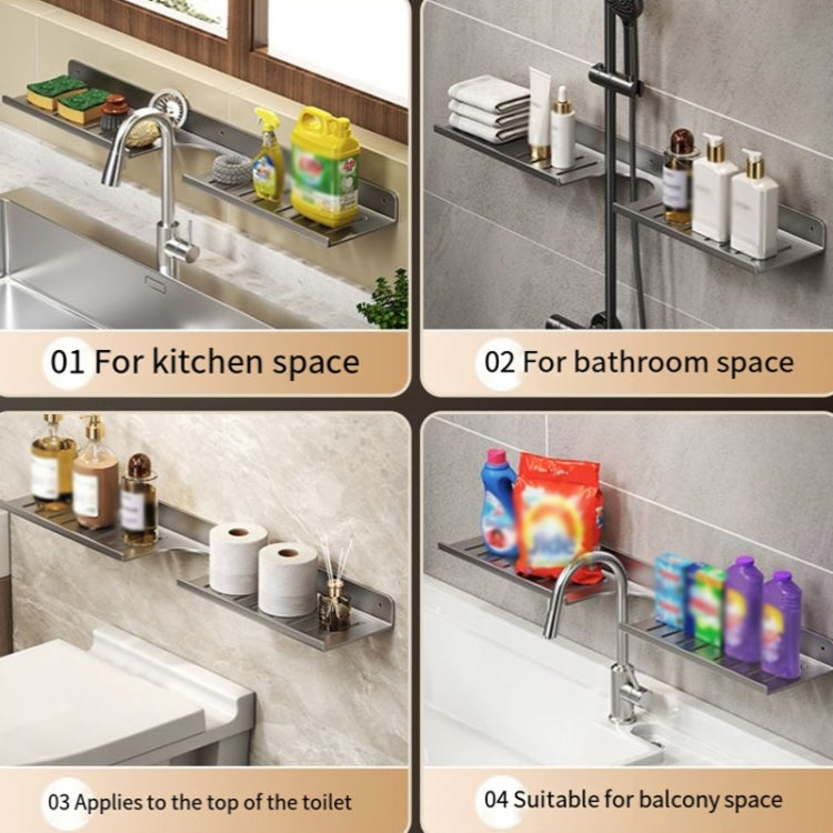 Faucet Rack Home Bathroom Vanity Shelf No Hole Storage Shelf, Length: 30cm (Gray) by buy2fix