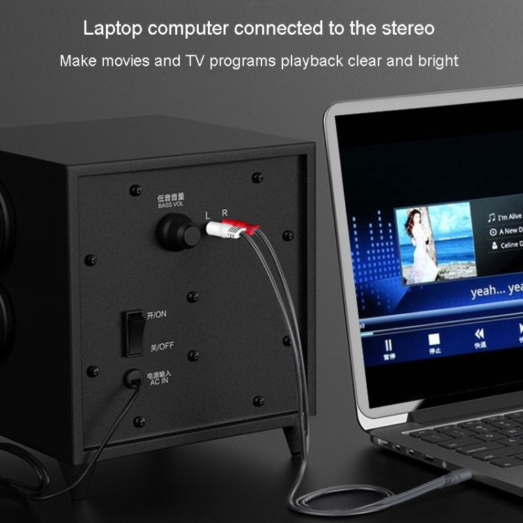 JINGHUA 3.5mm To 2RCA Audio Cable Game Console Outdoor Audio Connection Cable, Size: 5m(Grey) by JINGHUA