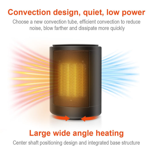 Cylindrical Ceramic Heating Warmer Quick Heat Mini Electric Heater EU Plug(Black) by buy2fix
