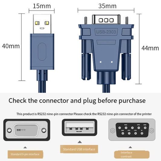 JINGHUA USB To RS232 Serial Cable DB9 Pin COM Port Computer Converter, Length: 2m by JINGHUA