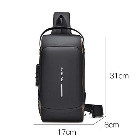 WEIXIER X314 Waterproof Sports Crossbody Backpack USB Charging Large Capacity Single Shoulder Bags(Black) by WEIXIER