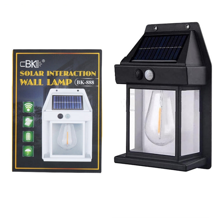 Solar Outdoor Tungsten Wall Light 3 Modes Body Sensing Waterproof Garden Villa Night Light, Spec: Large Black by buy2fix