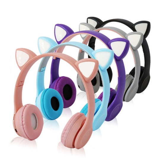 P47M LED Light-emitting Cat Ears Gaming Bluetooth Wireless Headset(Light Grey) by buy2fix