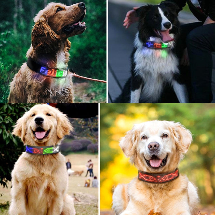LED Display Pet Collar Rechargeable High Visibility DIY Single Color Collar(Green) - Collars by buy2fix | Online Shopping UK | buy2fix