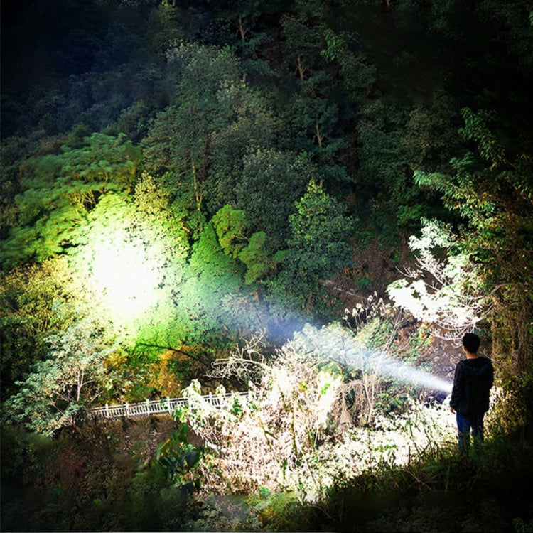 Strong Light Flashlight USB Rechargeable LED Super Bright Long-range Outdoor Lighting(Black) by buy2fix